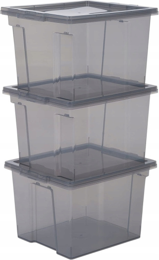 Pojemnik, organizer plastikowy z pokrywką - zestaw 3 szt x 30 L