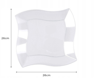 Talerze plastikowe przezroczyste 26 cm wielorazowe grube -zestaw 20 szt