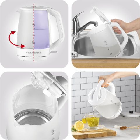 Czajnik elektryczny Gourmetmaxx 2200 W 1,7 l biały Czajnik elektryczny Gourmetmaxx 2200 W 1,7 l biały