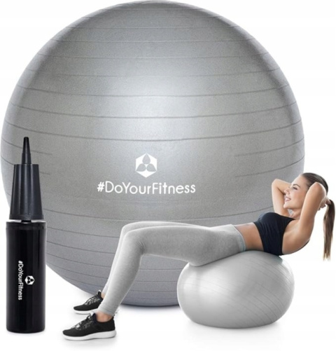 DoYourFitness Piłka gimnastyczna z pompką | do siedzenia fitness 65cm, szara DoYourFitness Piłka gimnastyczna z pompką | do siedzenia fitness 65cm, szara