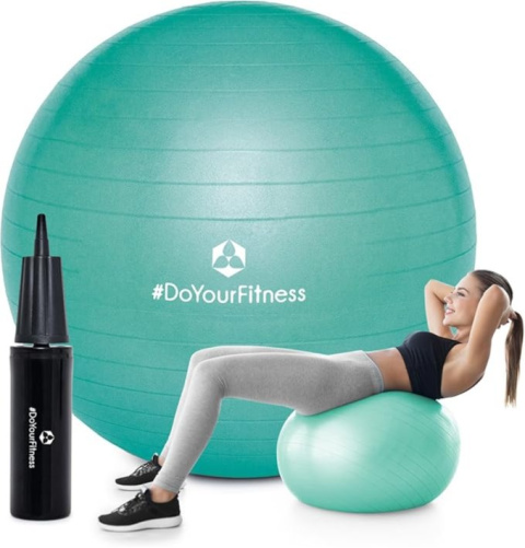 DoYourFitness Piłka gimnastyczna z pompką | piłka do siedzenia fitness średnica 75cm, TURKUS DoYourFitness Piłka gimnastyczna z pompką | piłka do siedzenia fitness średnica 75cm, TURKUS