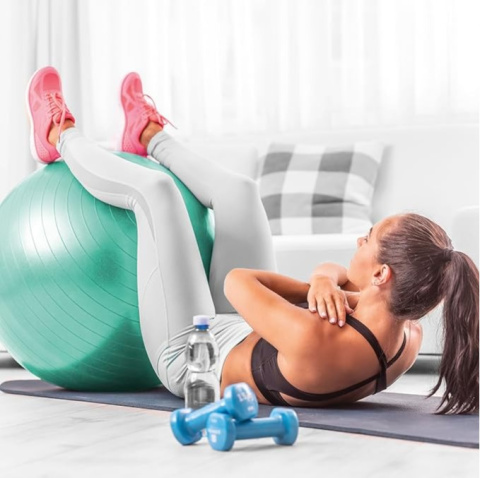 DoYourFitness Piłka gimnastyczna z pompką | piłka do siedzenia fitness średnica 75cm, TURKUS DoYourFitness Piłka gimnastyczna z pompką | piłka do siedzenia fitness średnica 75cm, TURKUS