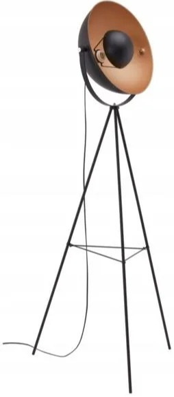 Lampa podłogowa industrialna, czarna złota Briloner Leuchten MAL 1380, trójnóg