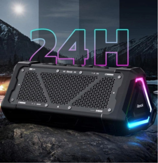Wodoodporny przenośny głośnik RIENOK Bluetooth, USB, czarny, mocna bateria