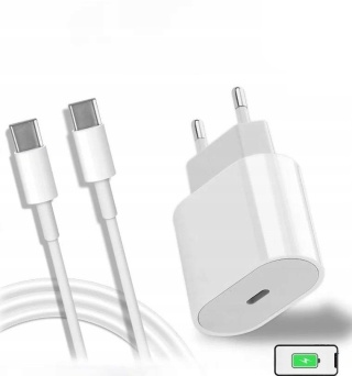 2 sz komplet Szybka ładowarka z kablem kostka zasilacz C 25W kabel C-C