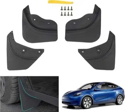 4 szt. Czarne błotniki samochodowe TPE do modelu Tesla Y 2021-2023