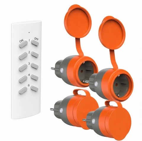 4 szt Gniazda radiowe z pilotem zdalnego sterowania, zewnętrzne