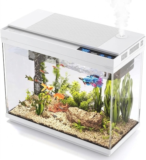 Akwarium 9L Kompletny Zestaw + Nawilżacz Powietrza | Filtr 3w1 | LED 7 Kolorów | Szkło UHD HD300