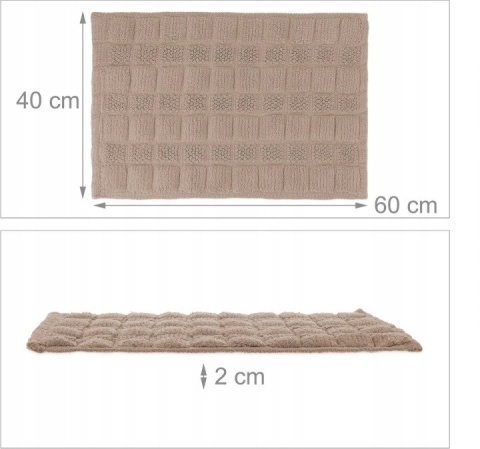 Antypoślizgowa mata puszysty dywanik łazienkowy pod prysznic brąz 60x40cm