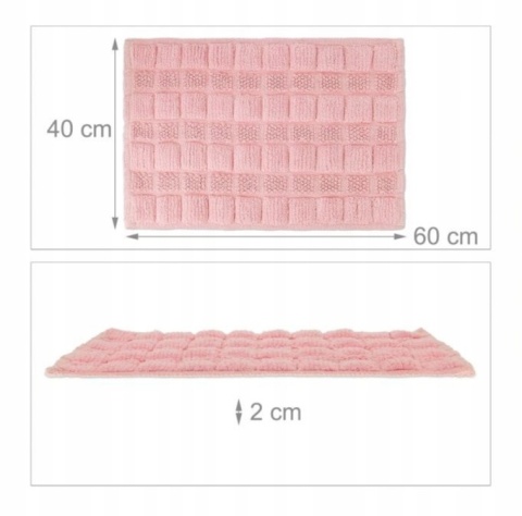 Antypoślizgowa mata puszysty dywanik łazienkowy pod prysznic różowy 60x40cm