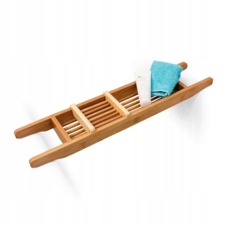 Bambusowa Półka na wannę Relaxdays 14x69 cm organizer do kąpieli na wannę