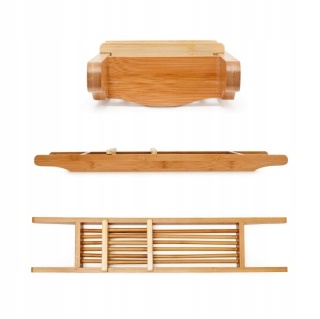Bambusowa Półka na wannę Relaxdays 14x69 cm organizer do kąpieli na wannę