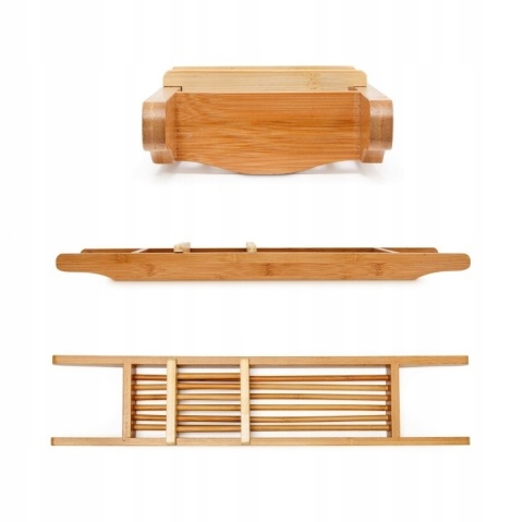Bambusowa Półka na wannę Relaxdays 14x69 cm organizer do kąpieli na wannę