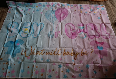 Baner dekoracyjny (tło fotograficzne) Dekoracja na przyjęcie "Chłopiec czy Dziewczynka"150x210 cm