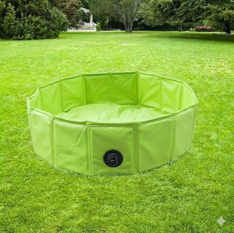 Basen Dla Psa Zwierząt 150x30cm Składany Zielony 150 cm