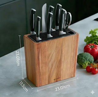 Blok na Noże KITCHENDAO – Naturalne Drewno Akacjowe