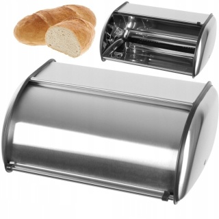 CHLEBAK JEDNOCZĘŚCIOWY ODCIENIE SZAROŚCI I SREBRA METAL POJEMNIK NA CHLEB