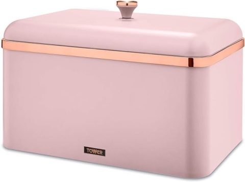 Chlebak Tower Bread Bin T826130ONK – stylowy, różowy z miedzianymi detalami