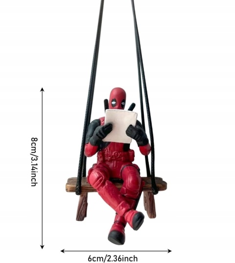 Deadpool Zawieszka do Samochodu Figurka Marvel na Lusterko Dekoracja Auto