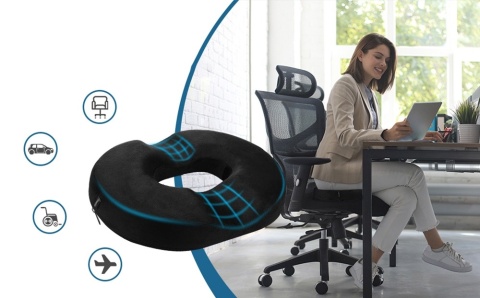 Ergonomiczna Poduszka Siedzisko Donut Z Pamięcią Kształtu 42x34x7cm Memory