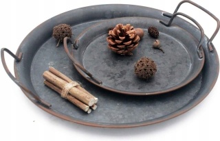 Funly mee Metalowa taca do serwowania w stylu industrialnym 2 szt 20/30 cm