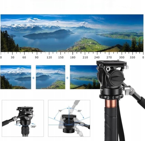 GŁOWICA STATYWU WIDEO CAYER S2 Z PŁYTKĄ MONTAŻU DO KAMER LUSTRZANEK