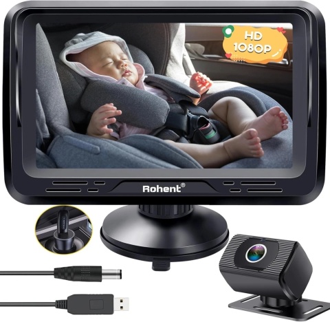 Kamera Samochodowa do Fotelika ROHENT BABY HD 1080P Nocna Wizja USB 150°