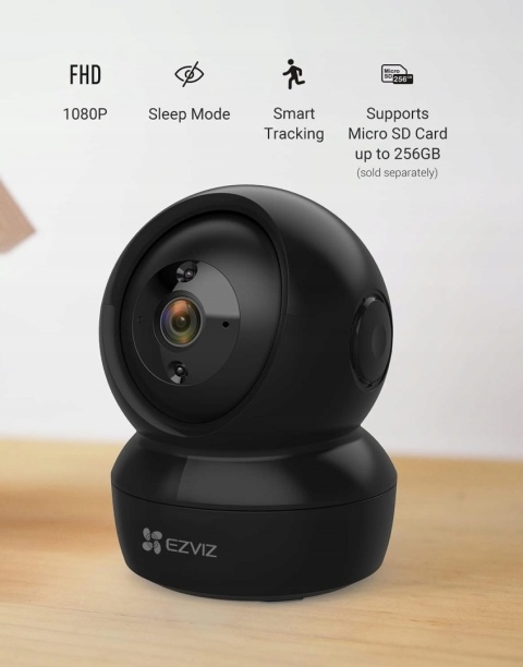 Kamera wewnętrzna IP Ezviz C6n WiFi 2 Mpx FullHD Niania Obrotowa Aplikacja kolor czarny