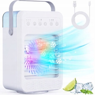 Klimatyzator przenośny obrotowy 180° 10 W model F2, kolorowe podświetlenie, USB