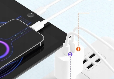 ŁADOWARKA DO TELEFONU IPHONE 2 SZTUKI 20W CA-43AT USB-C LIGHTNING BIAŁE
