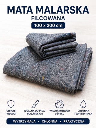 Mata malarska filcowana 100x200 cm | Ochronna | Chłonna | Wielokrotnego użytku