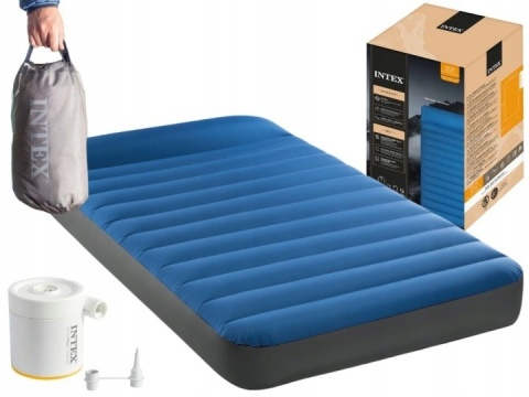 Materac Dmuchany Turystyczny Kempingowy Intex pompka USB+ ładowarka