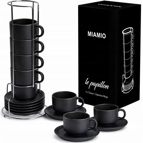 Miamio Zestaw Filiżanek Do Espresso 5x75ml Czarne
