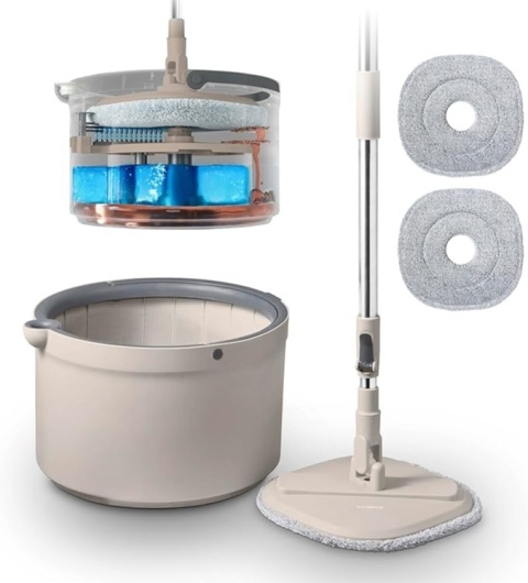 Mop Obrotowy TOWER Duo Compact Latte – Separacja Czystej i Brudnej Wody