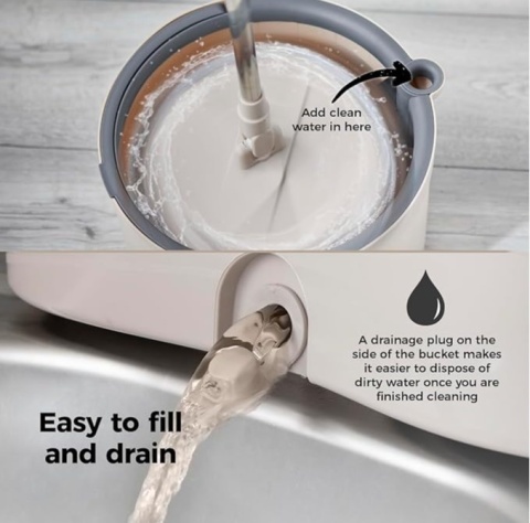 Mop Obrotowy TOWER Duo Compact Latte – Separacja Czystej i Brudnej Wody