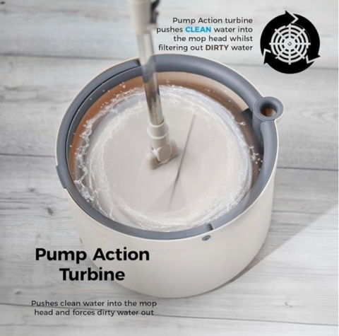 Mop Obrotowy TOWER Duo Compact Latte – Separacja Czystej i Brudnej Wody