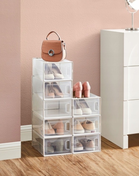 ORGANIZER na buty Zestaw 18 szt. transparentnych plastikowych pojemników Songmics