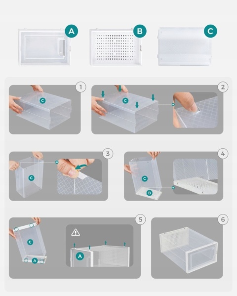 ORGANIZER na buty Zestaw 18 szt. transparentnych plastikowych pojemników Songmics