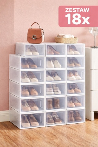 ORGANIZER na buty Zestaw 18 szt. transparentnych plastikowych pojemników Songmics