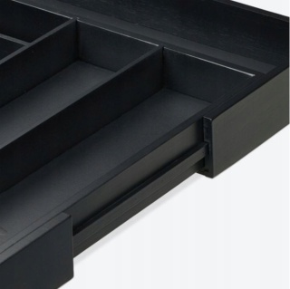 Organizer na sztućce do szuflady regulowany, bambus taca na sztućce, czarny, wkład