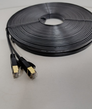 PŁASKI KABEL INTERNET LAN CAT7 – ZESTAW 10M + UCHWYTY