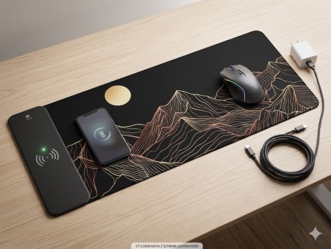 Podkładka pod Mysz Gamingowa XXL z Podświetleniem RGB i Ładowarką QI