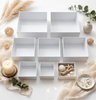 Poijemniki, Zestaw białych pojemników / organizerów – 8 sztuk