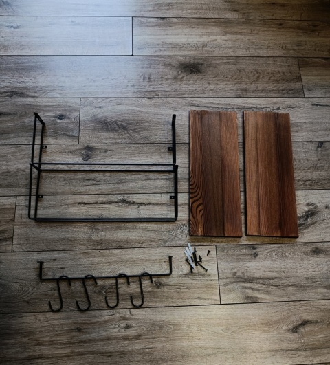 Półka ścienna Zestaw Półek Ściennych Loft – Drewno & Metal (2 sztuki + Wieszak) 40 x 15 cm