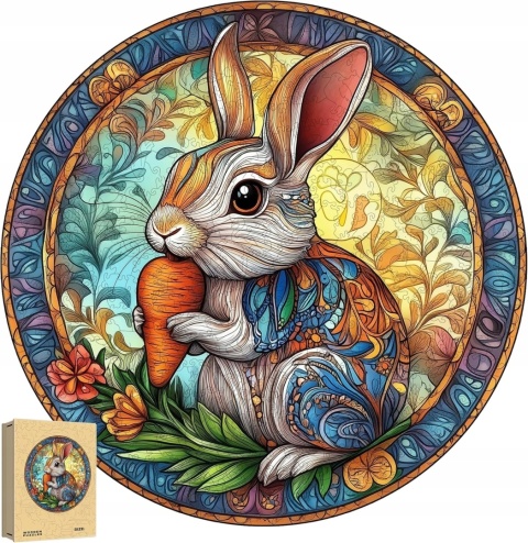 PUZZLE drewniane KRÓLIK z MARCHEWKĄ A2 42 cm × 59,4 cm cm Premium
