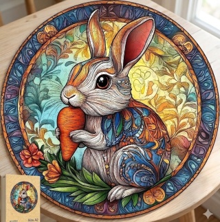PUZZLE drewniane KRÓLIK z MARCHEWKĄ A2 42 cm × 59,4 cm cm Premium