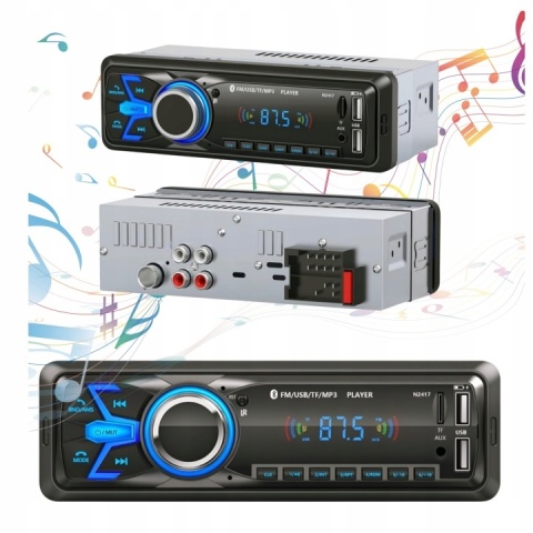Radio samochodowe 1DIN Bluetooth 5.0 USB SD AUX Pilot N2417