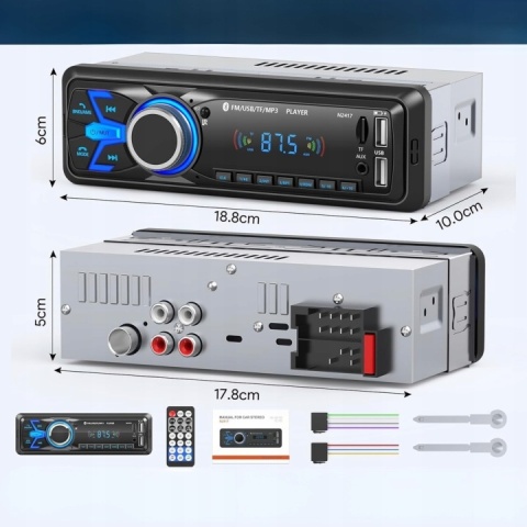 Radio samochodowe 1DIN Bluetooth 5.0 USB SD AUX Pilot N2417
