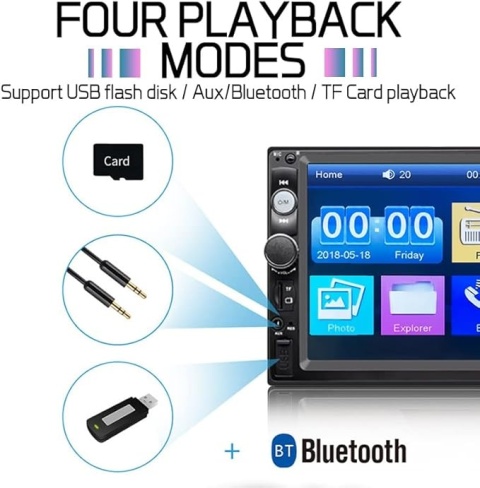 Radio samochodowe z kamerą cofania 2 DIN MP5 USB LCD 7'' 7023B