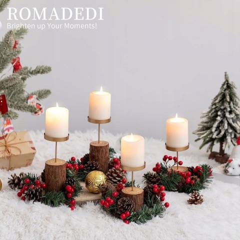 Romadedi Świecznik 4 szt do wieńców adwentowych, stroików srebrny , 8 cm
